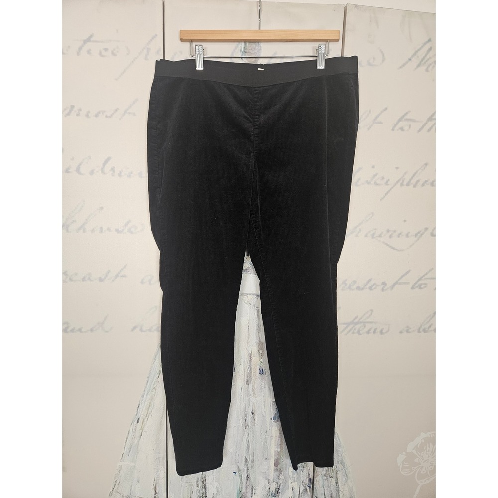 Eileen Fisher Black Organic Cotton Corduroy Leggings Slim Fit Pants Large L/G